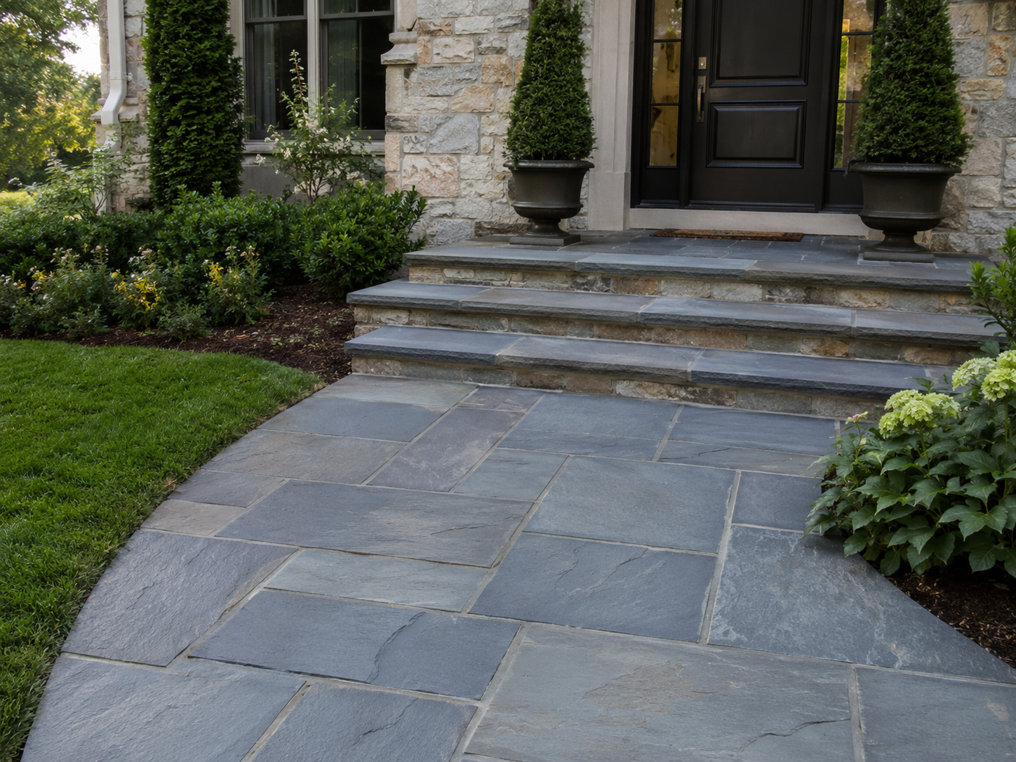 Bluestone walkway, steps, and entryway cleaning