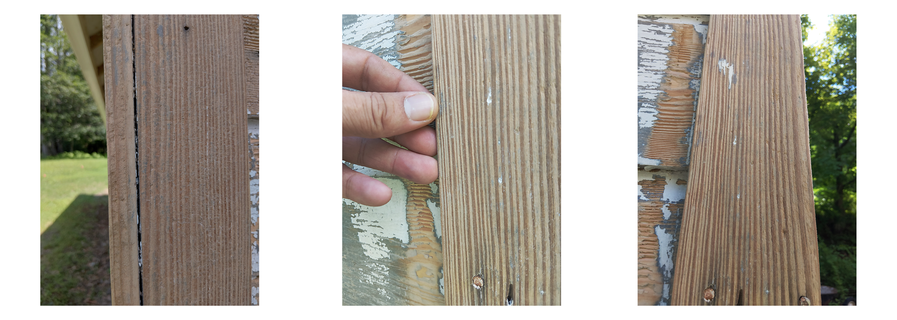Exposed wood grain and texture after careful paint removal